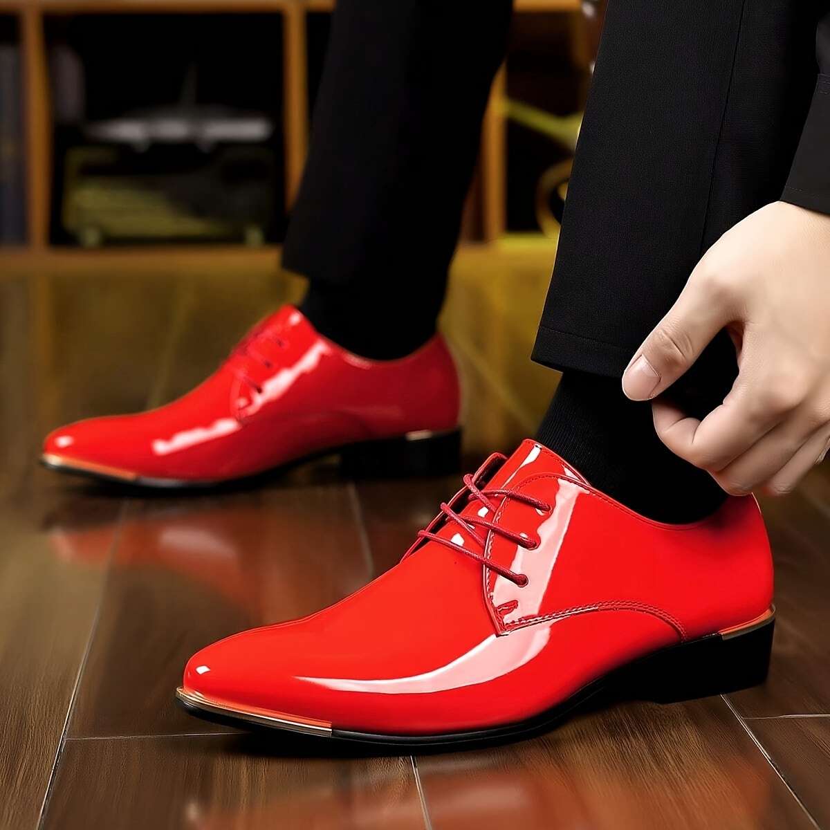 Mens Leather Shoes Color Black Sizeuk 7