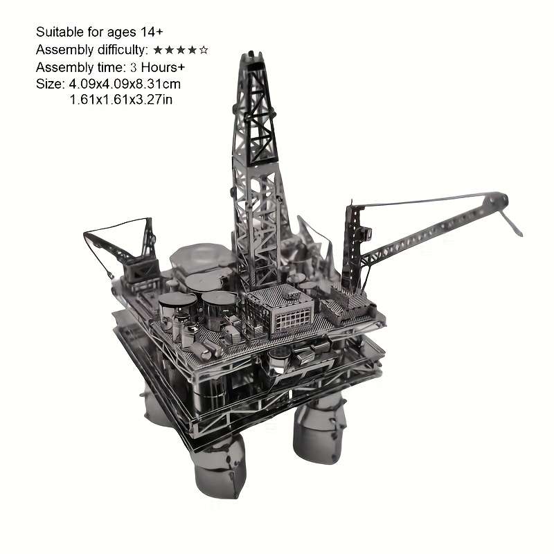 3D Building Model Puzzle Set Color Oil Platform  Silvery Gray