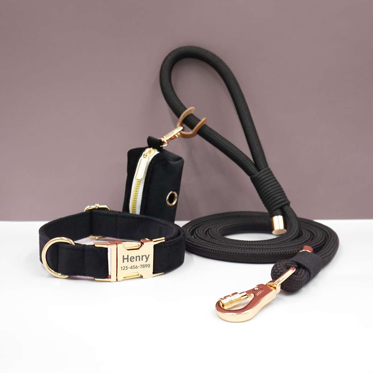 Dog Leash Color Gouache Velvet Round Rope 3Piece Set Size M