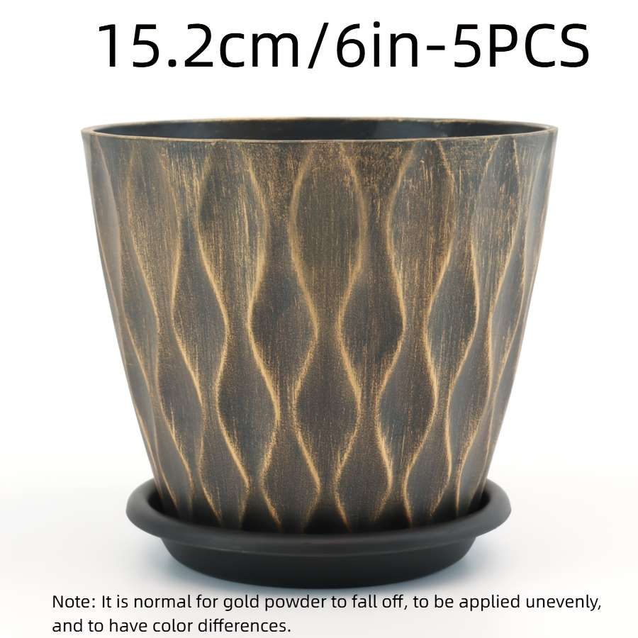 Flowerpot Color Blackgolden Quantity15.24Cm 5Pcs
