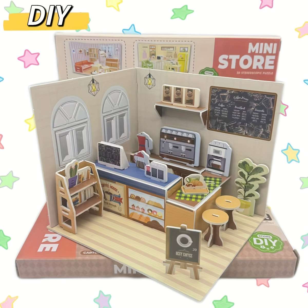 3D Building Model Puzzle Set Style Ice Cream Shop Set 17Pcs