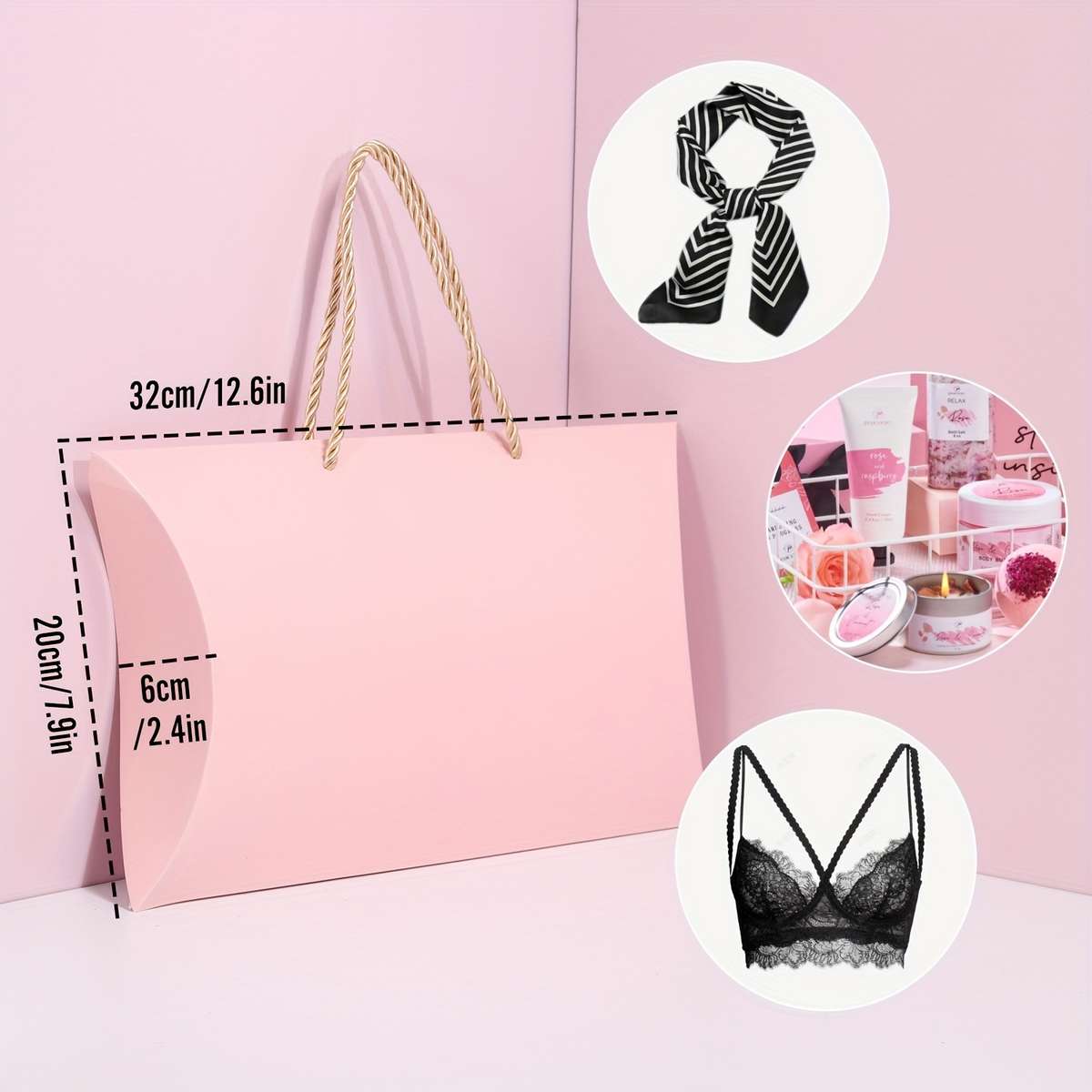 Christmas Gift Boxes Color Pillow Box With Rope Brown - 10Pcs Style E