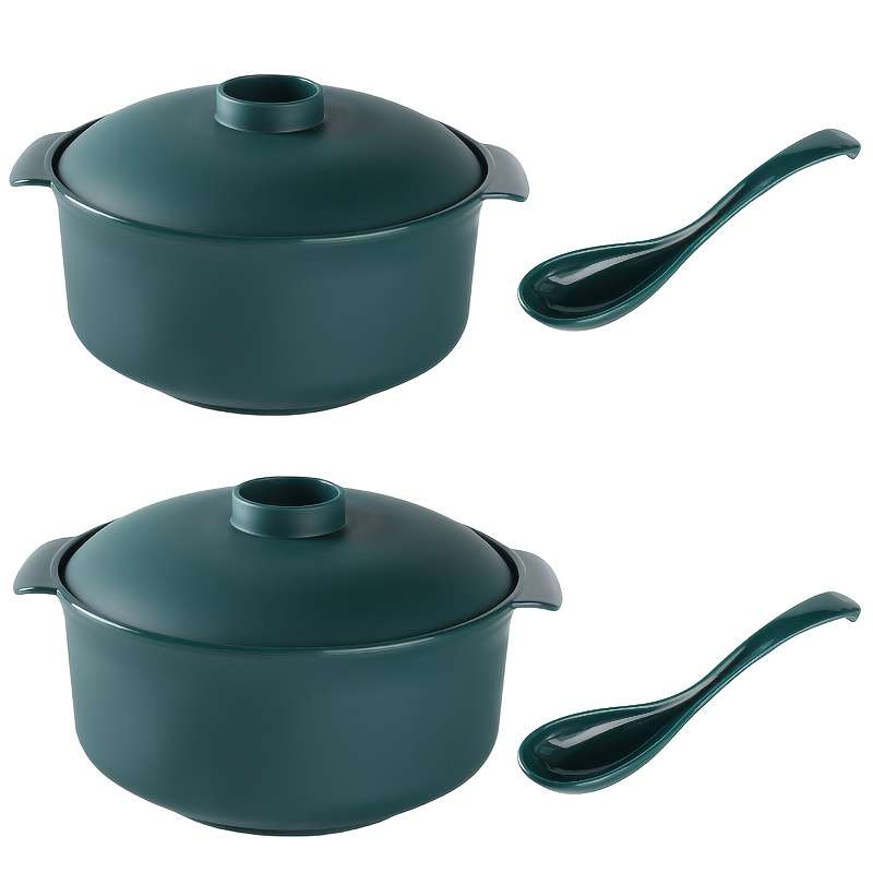 Bowl Items Dark Green 4Piece Set 2Pcs Bowl  2Pcs Spoon