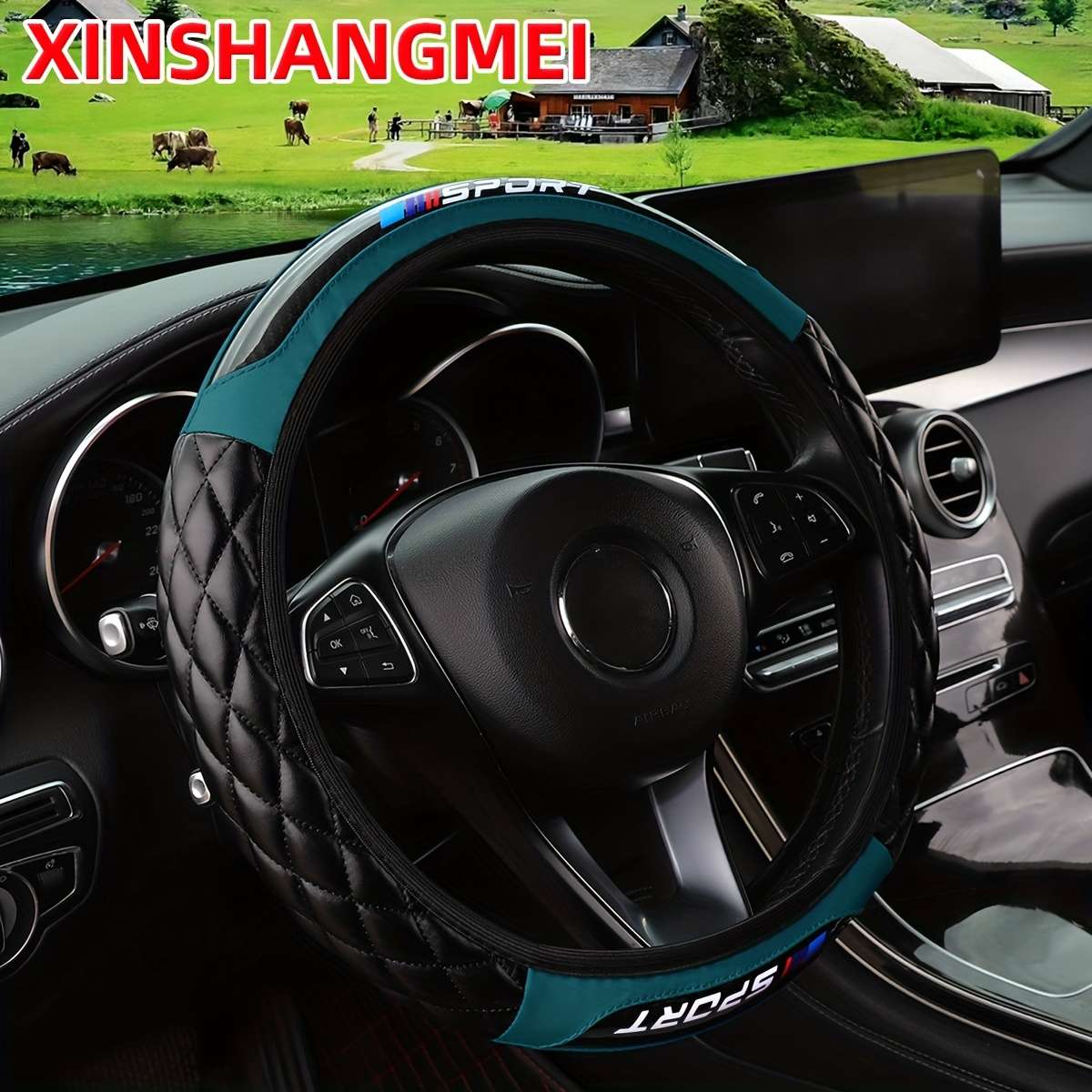 Car Steering Wheel Cover Blackish Green