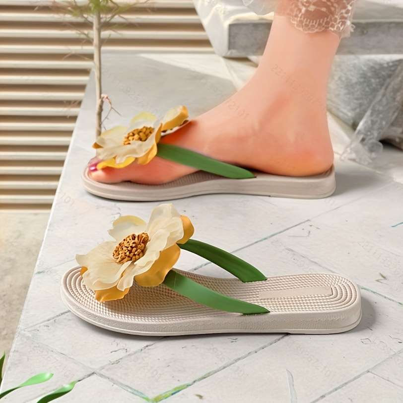 Ladies Summer Flip Flops Beige Uk 1.5-2