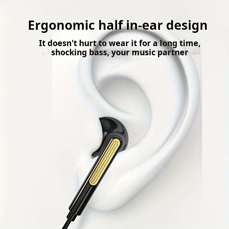 Wired Headphones Black Items 3.5Mm Round Hole