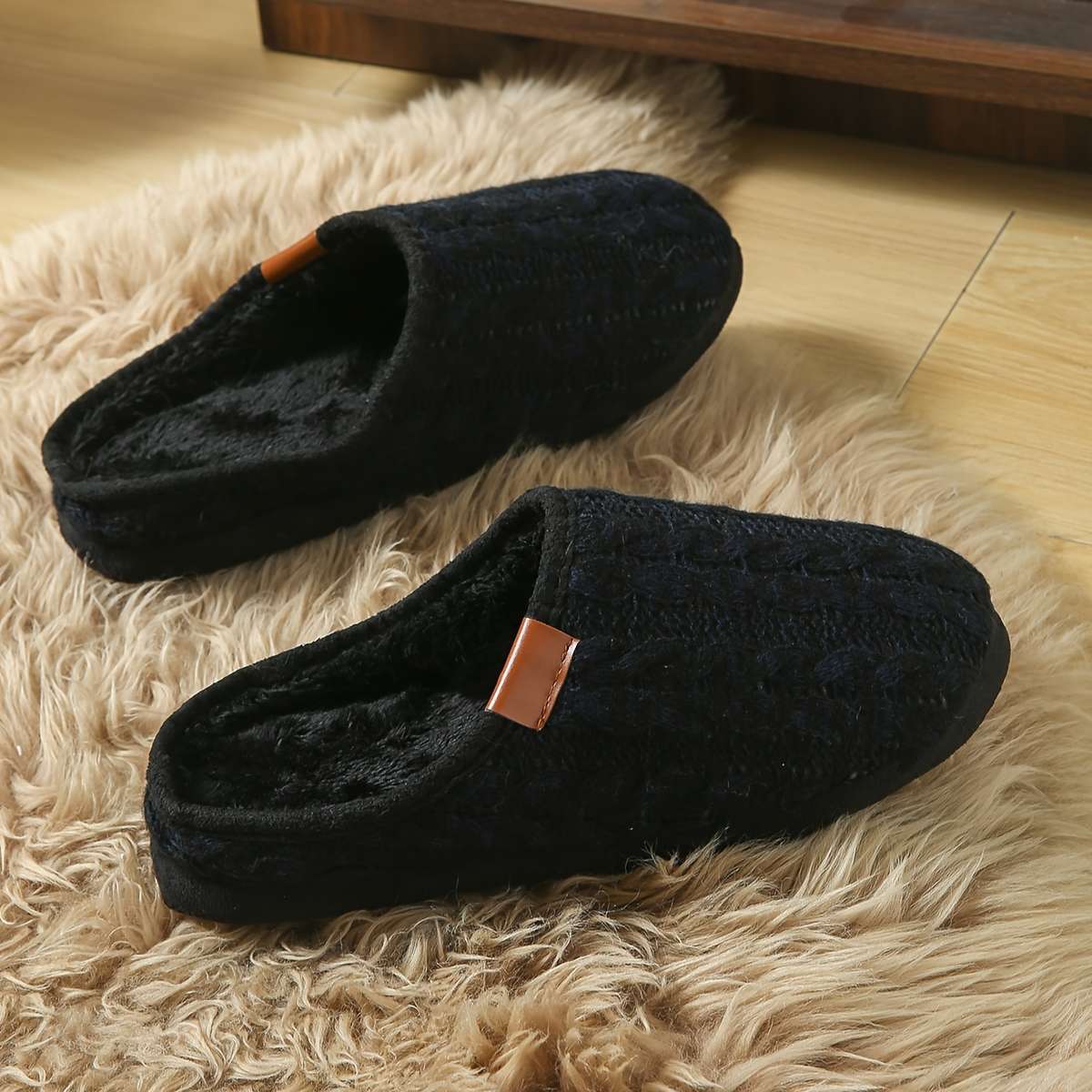 Cotton Slippers Color Black Sizeuk 9.5-10