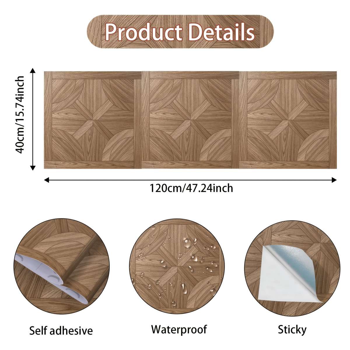 Self Adhesive Floor Stickers 40*120Cm 15.74*47.24Inch 2D Wood Grain