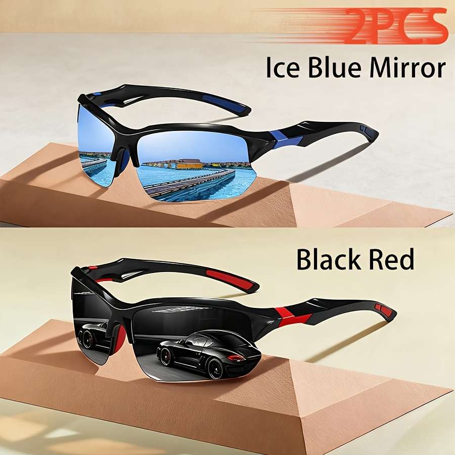 Cycling Glasses Color 2Pcs Blackred Greenmirror