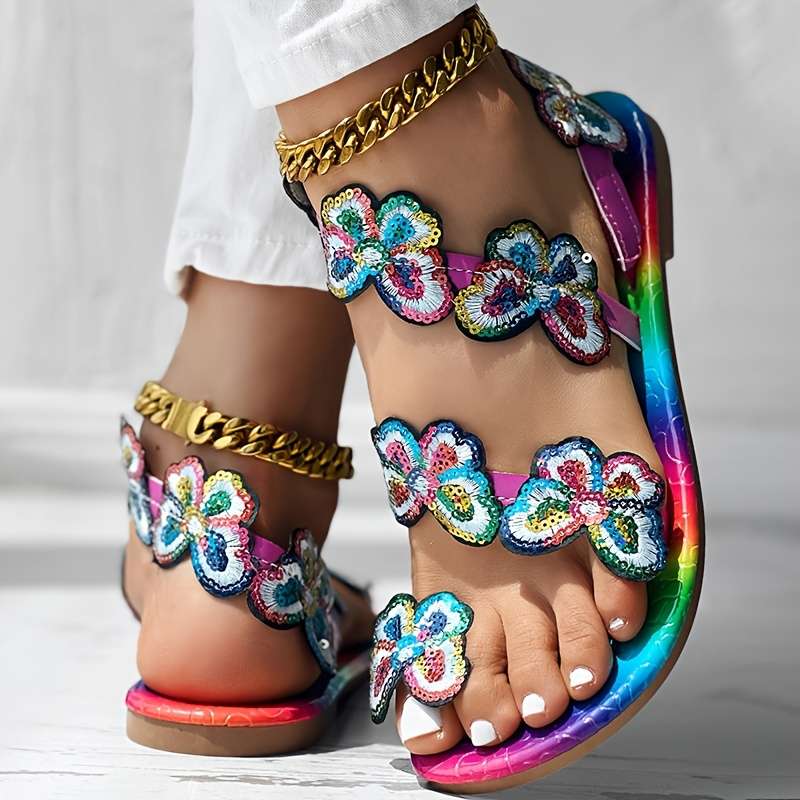 Ladies Summer Flip Flops Multicolor Uk 7.5