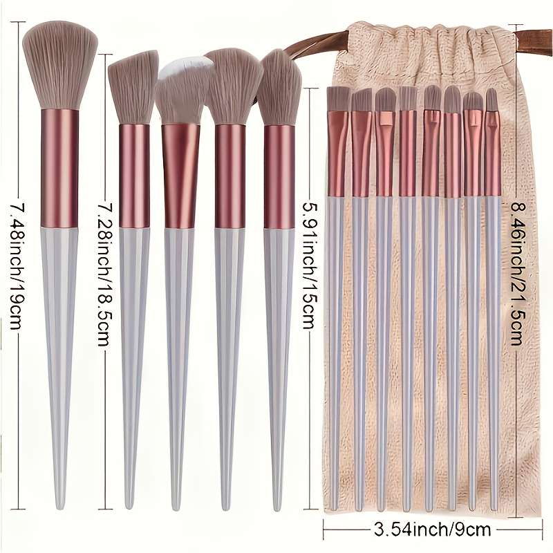 Makeup Brush Set Style 13 Pinks  1 Triangular Powder Puff