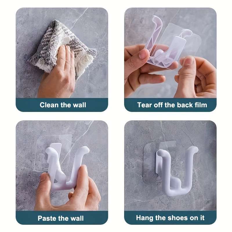 Set Of 4 Self Self Adhesive Shoe Racks Waterproof Wall Mounted color pink color Quantity 4pcs