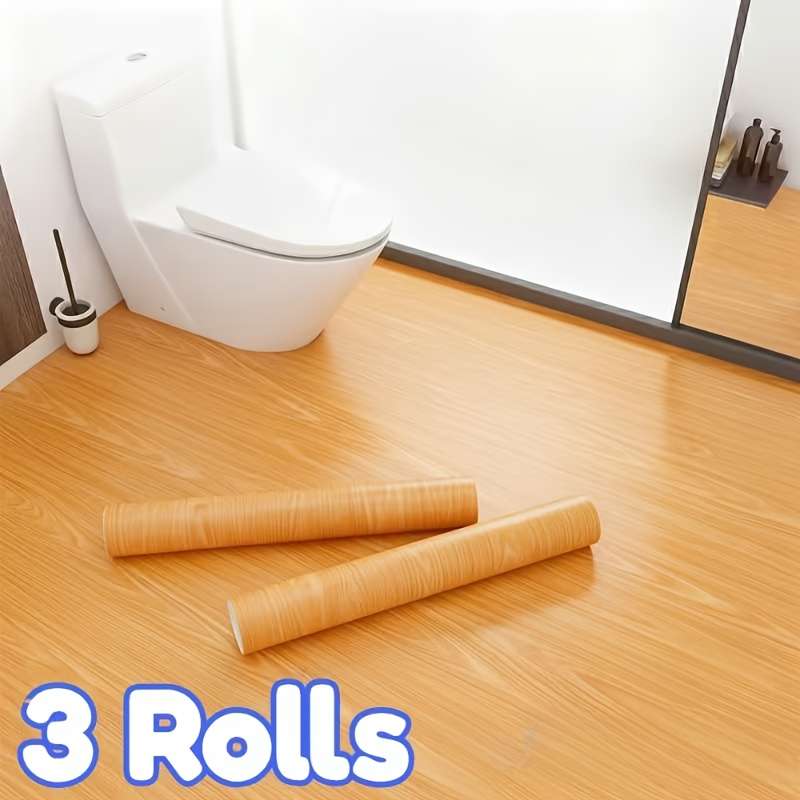 Self Adhesive Floor Stickers Gray White Walnut 39.98Cm*3.0Meter *3Rolls