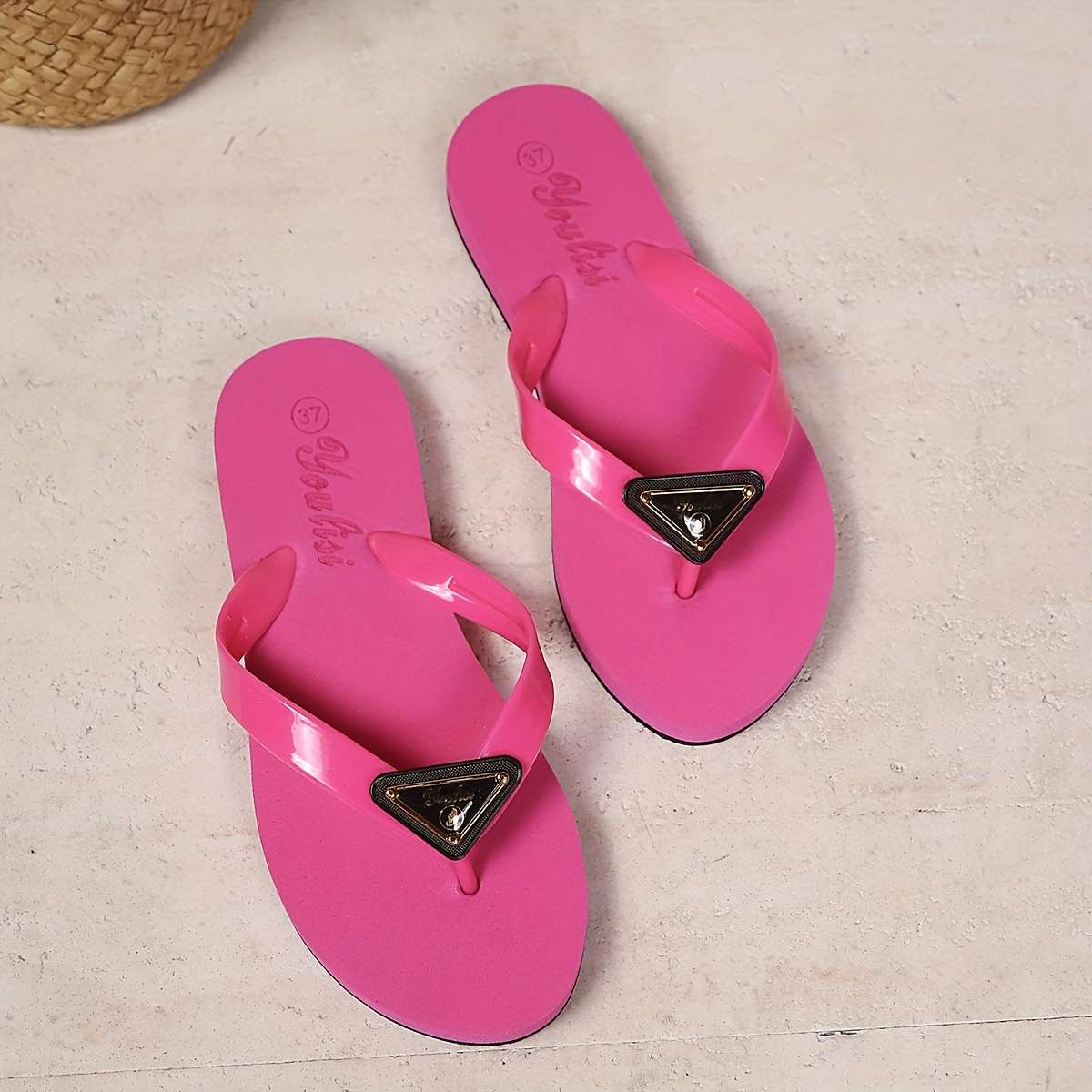 Ladies Summer Flip Flops Rose Red Uk 7