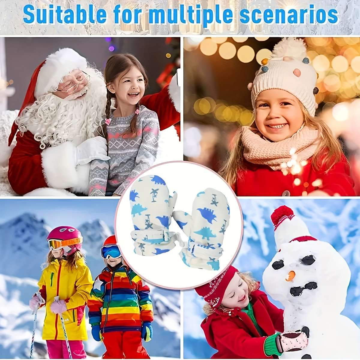 Winter Gloves Color Blue Size 2 To 4Years