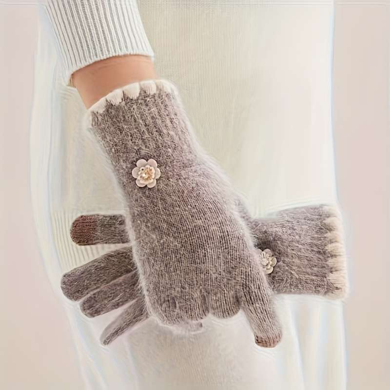 Modern Functional Fingerless Gloves For Women Autumn Winter Versatile Thickened
