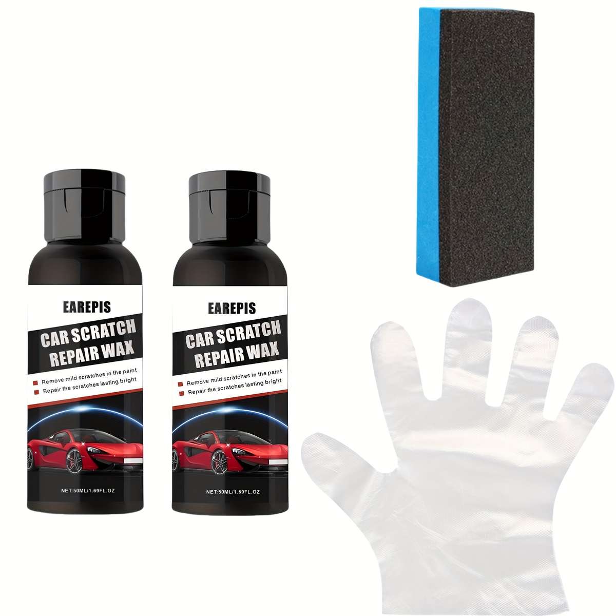 Car Scratch Repair Tool Items 2Pcs Add Sponge Add Gloves