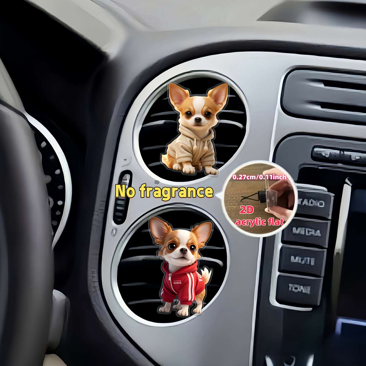 Car Interior Decor Style 2Pcs Cute Chihuahua