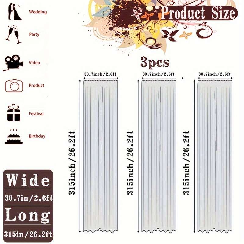 Wedding Supplies Size 3Pcs 26.2*2.6Ft 800*78Cm