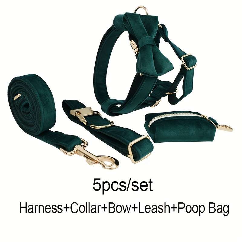 Dog Leash Color New Green Velvet 5Pcs Size S
