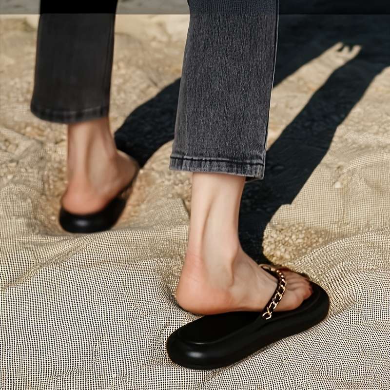 Ladies Summer Flip Flops Black Uk 3.5
