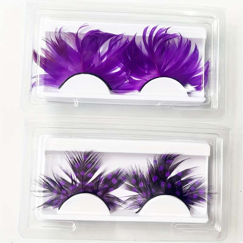 2 Pairs Wispy False Eyelashes Color Spotted Blue Add
