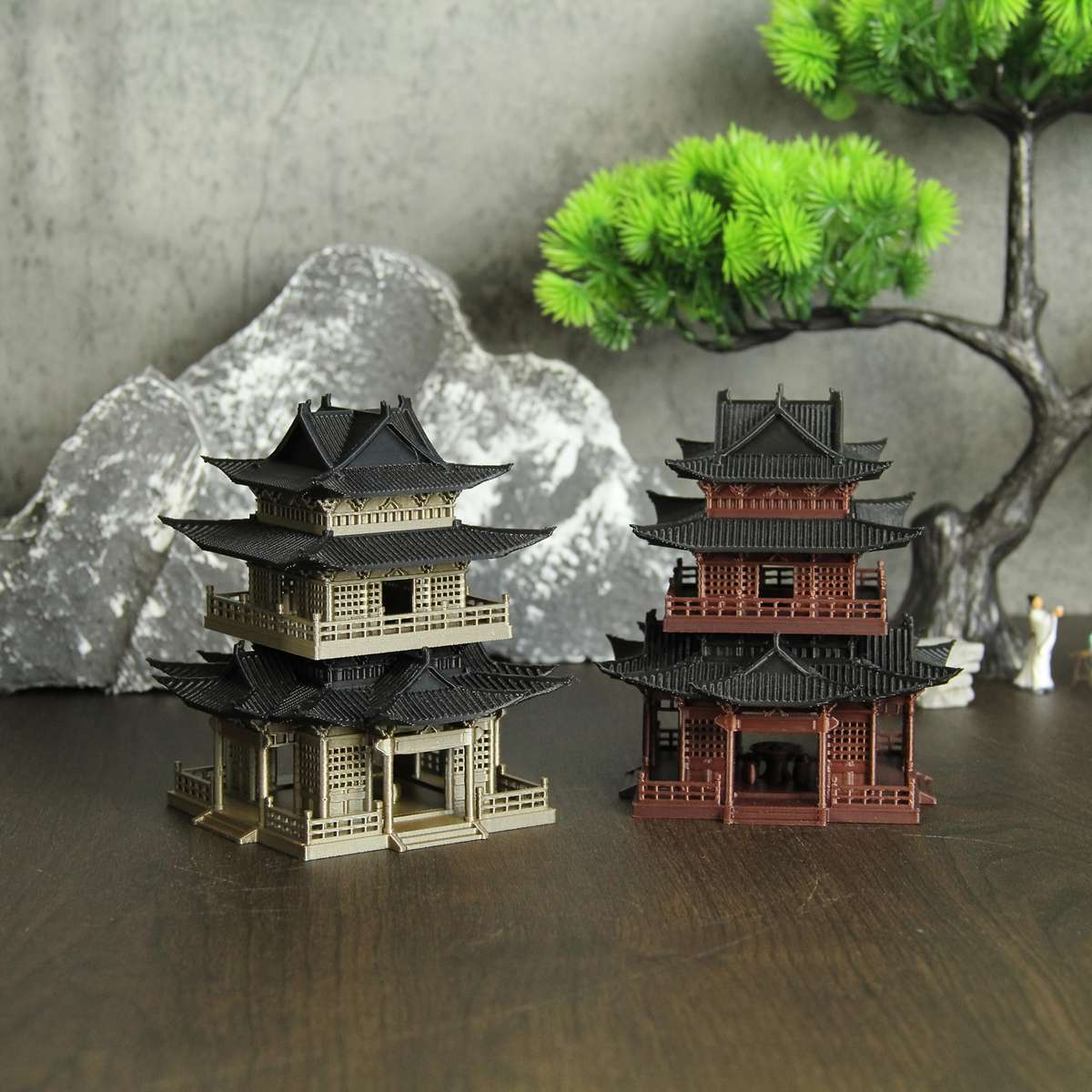 3D Building Model Puzzle Set Color Light Gold