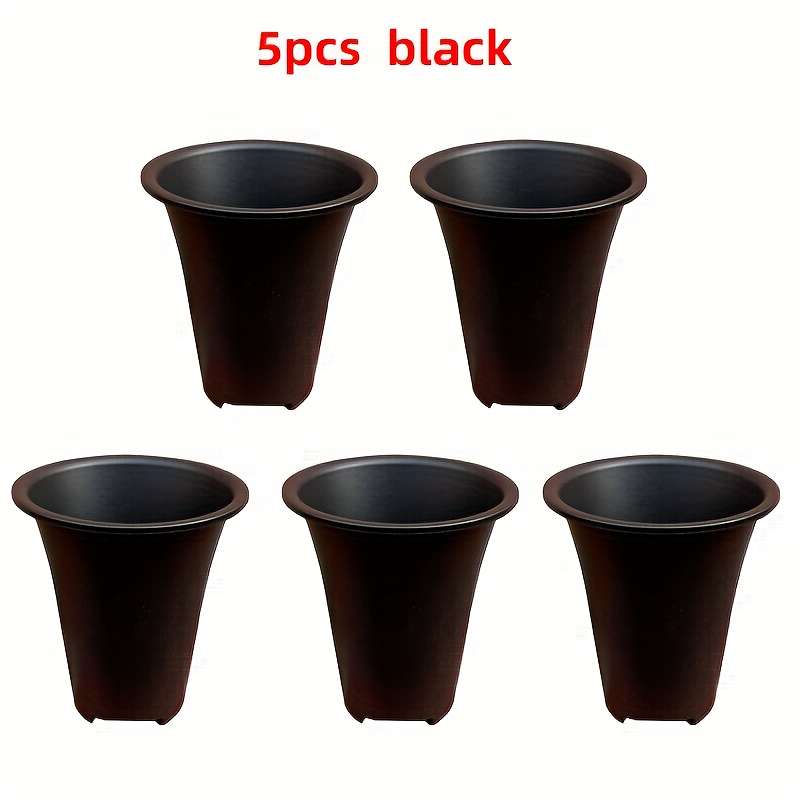 Flowerpot Color 5Pcs Black Flower Pots
