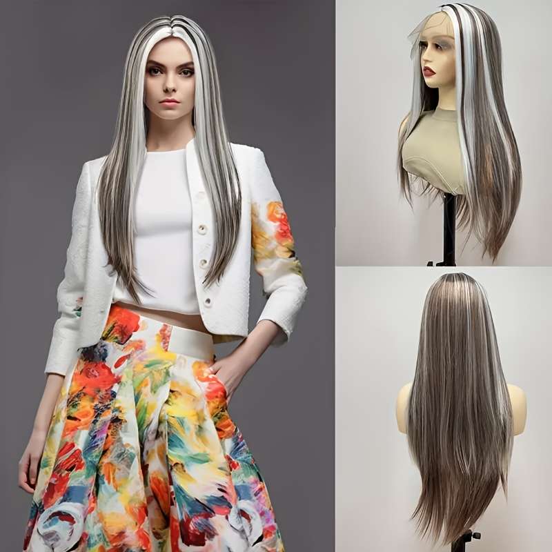 Gradientgrey Mens Wigs Hair Length 76.2Cm