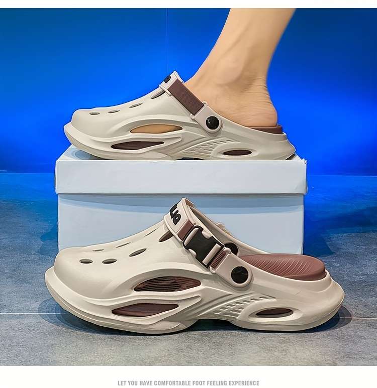 Men Slippers Summer Style Gray Black Size Uk 7.5 To 8