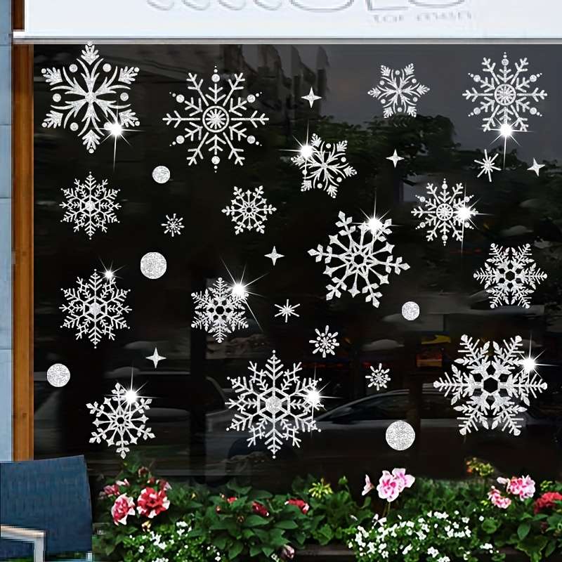 Window Stickers Color Silvery 2Sheets 59Pcs