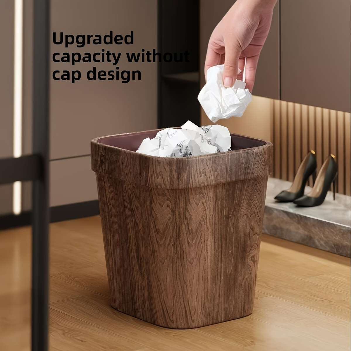 Garbage Can Color Press Ring Wood Grain 7L