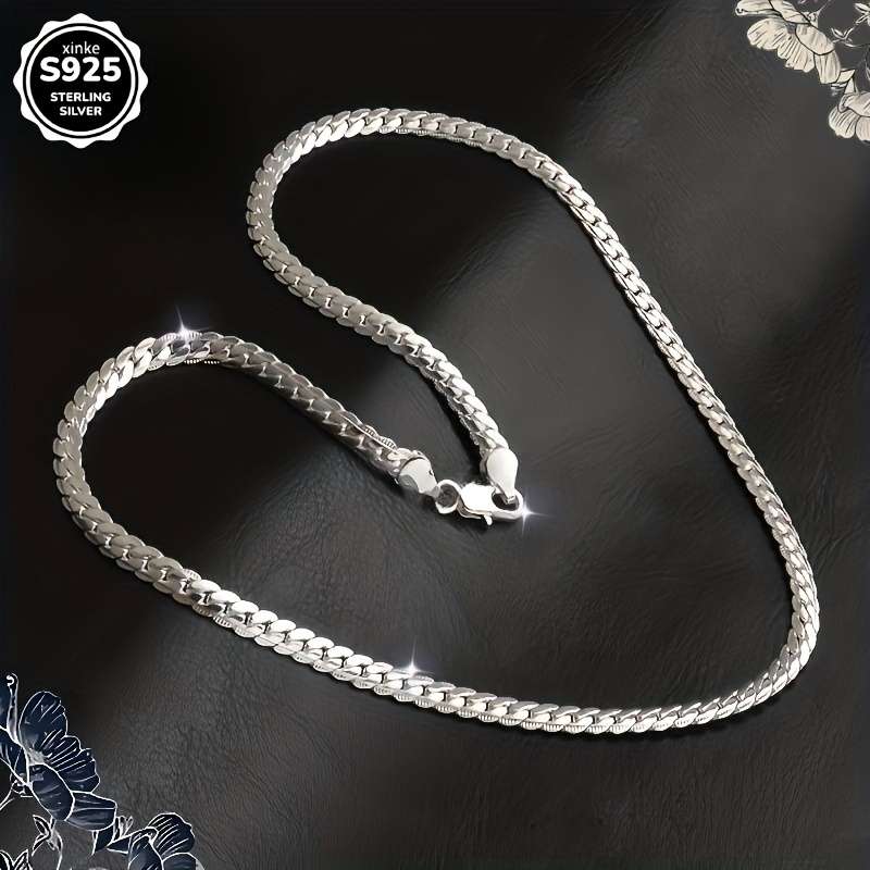 Modern Rhinestone Sterling Silver Embossed Chain Trendy Silver Beach Vacation