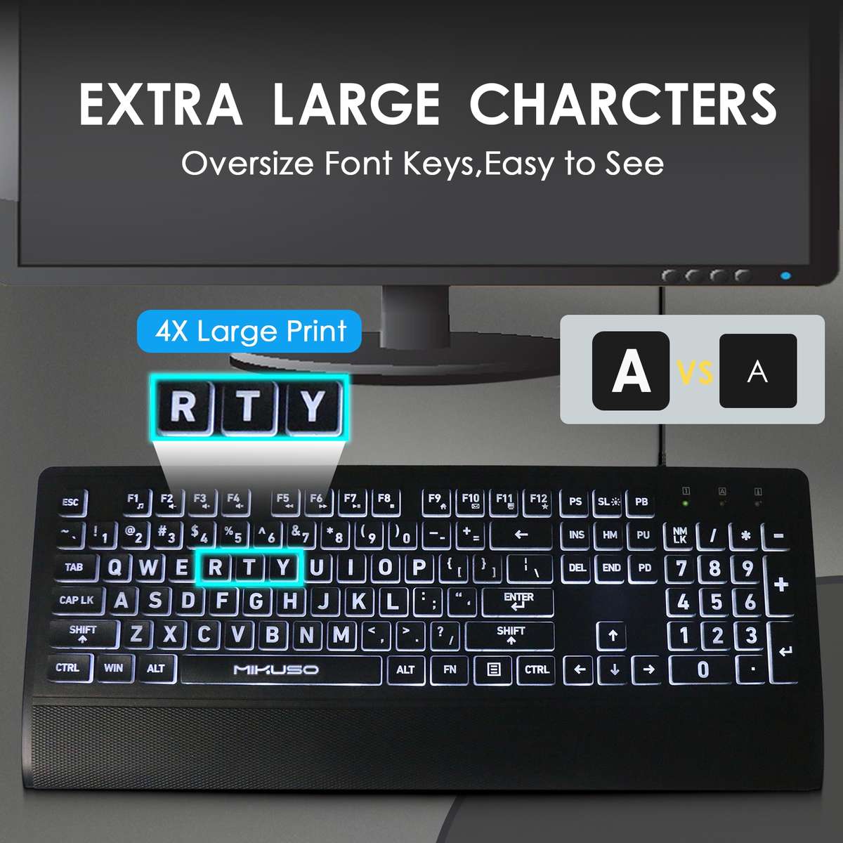 Large Font Wired Keyboard