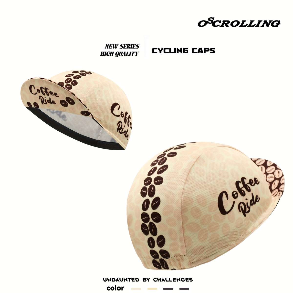 1pc Oscrolling Cycling Cap with Coffee Beer Designs Quick-Dry Breathable Mesh Back Moisture-W