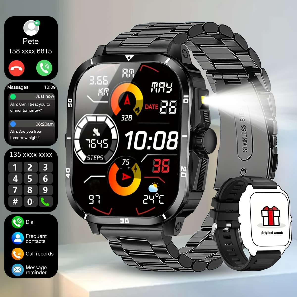 Zacharyer Smartwatch For With Wireless For Iphone Android Music Player