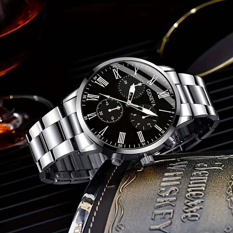 6PCS Mens Premium Light Luxury Watch Set Square Stylish Minimalist Dialcolor