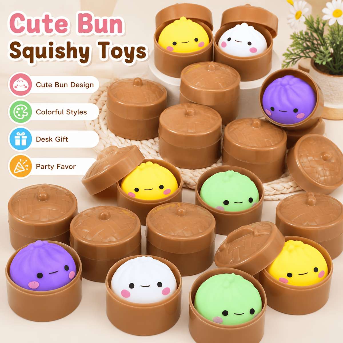 Squeezable Toys Style 2Pcs1 Steamed Bun 1 Steamer Set