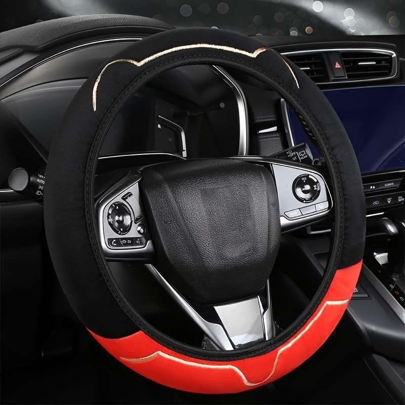 Car Steering Wheel Cover Black+Light White