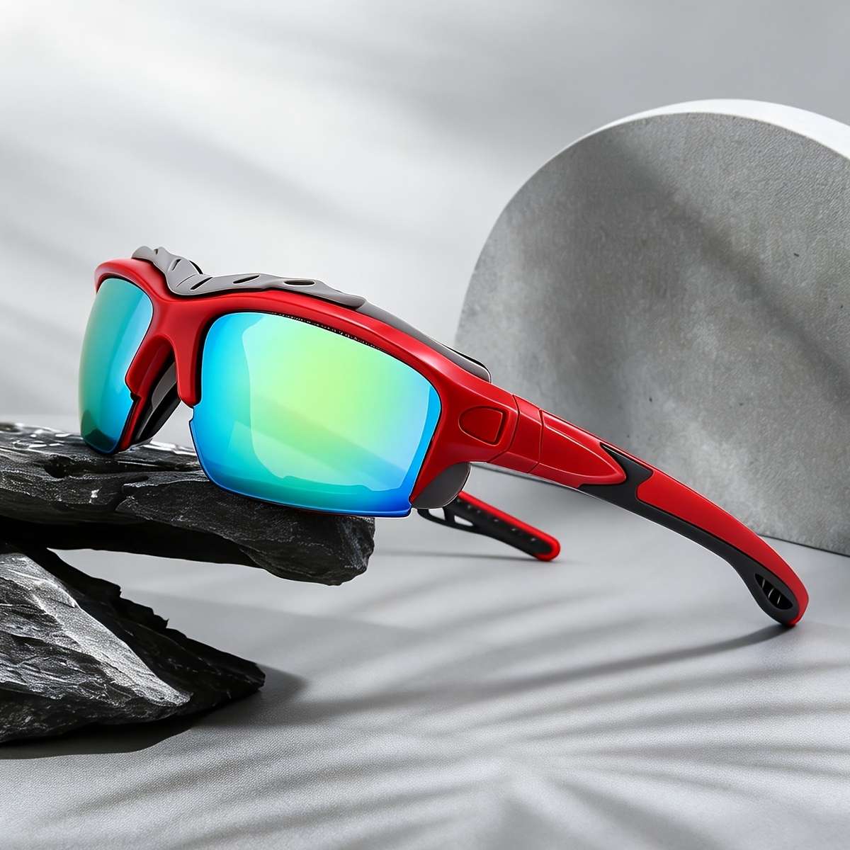 Cycling Glasses Color White Red Frame Orange Film