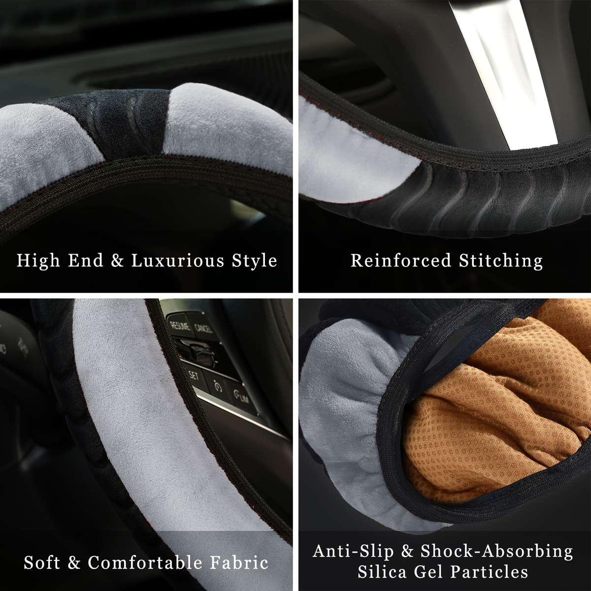 Car Steering Wheel Cover Grey
