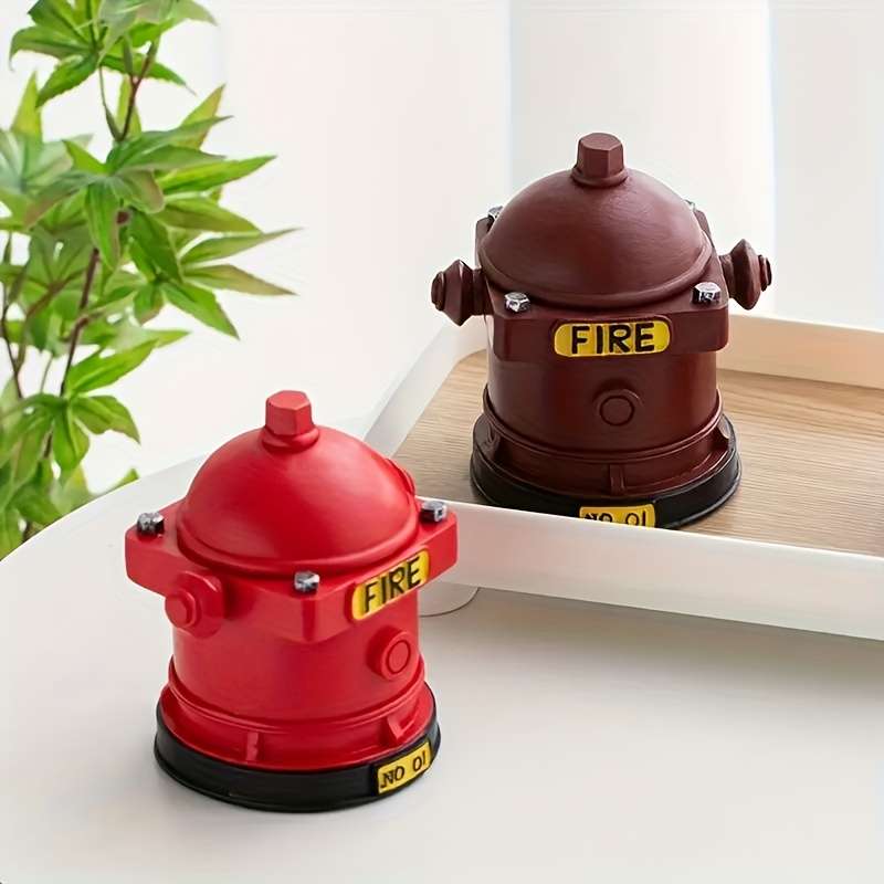 Vintage Industrial Fire Department Fire Extinguisher With Lid Red Brown Style
