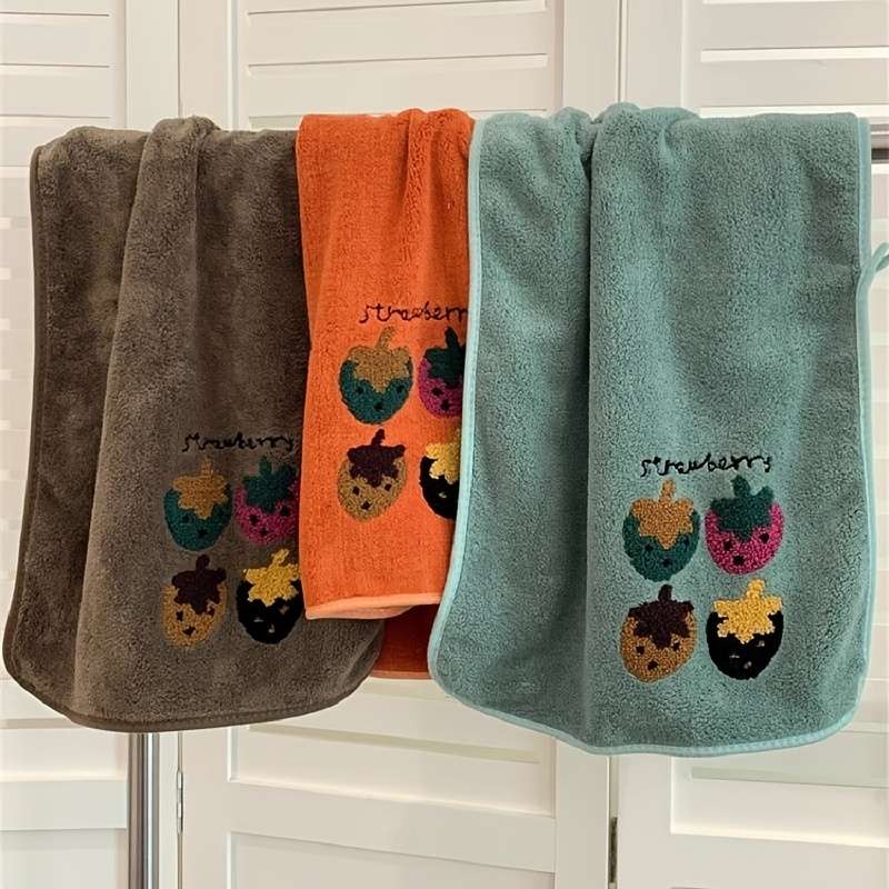 Towel Color Pack Of 5 Strawberry Embroidered Towels