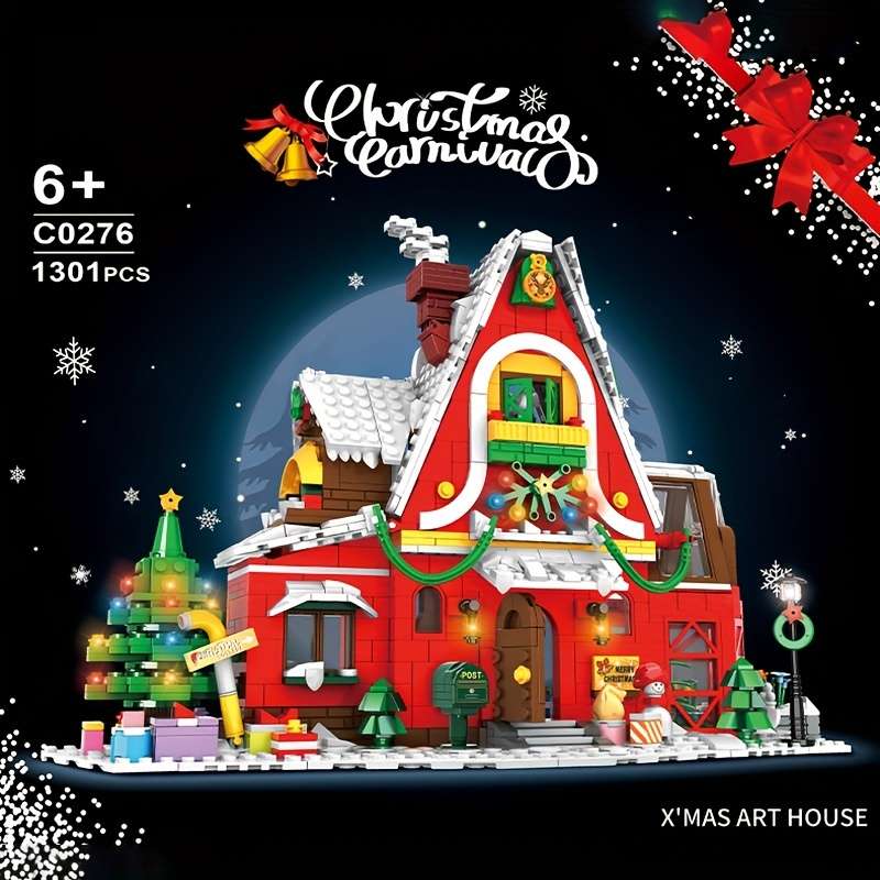 Building Toy Architectural Model Toy Set Style Holiday Season House Blocks