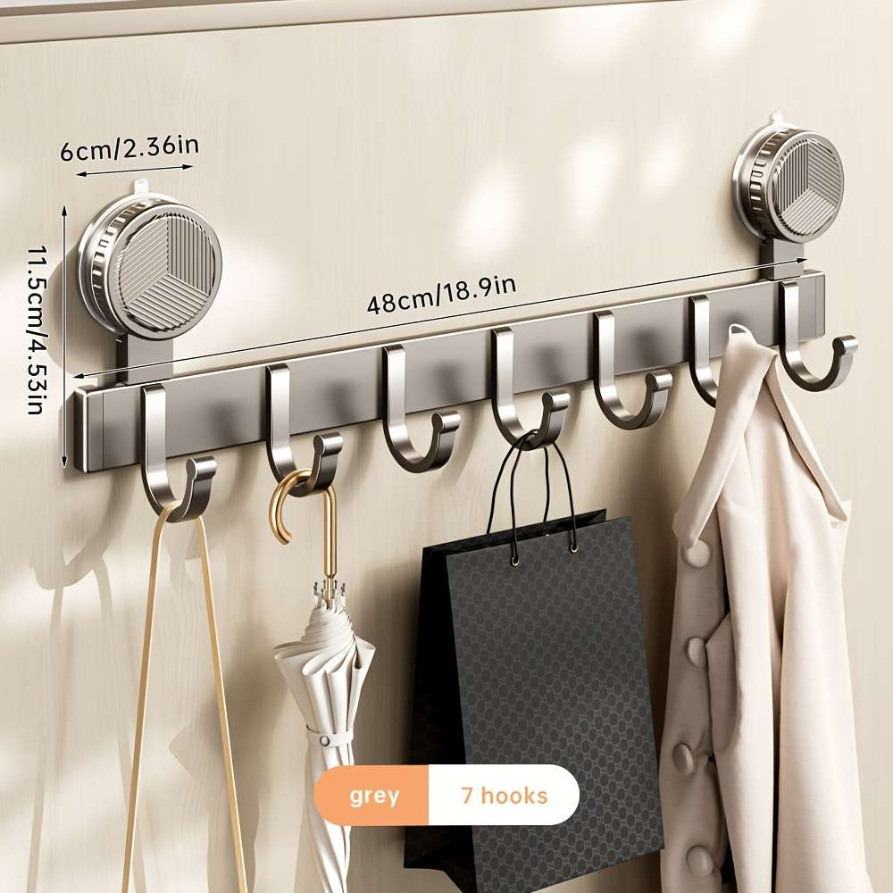 Bathroom Storage Rack Size Upgraded Suction Cupwall Hanging 7 Hooks