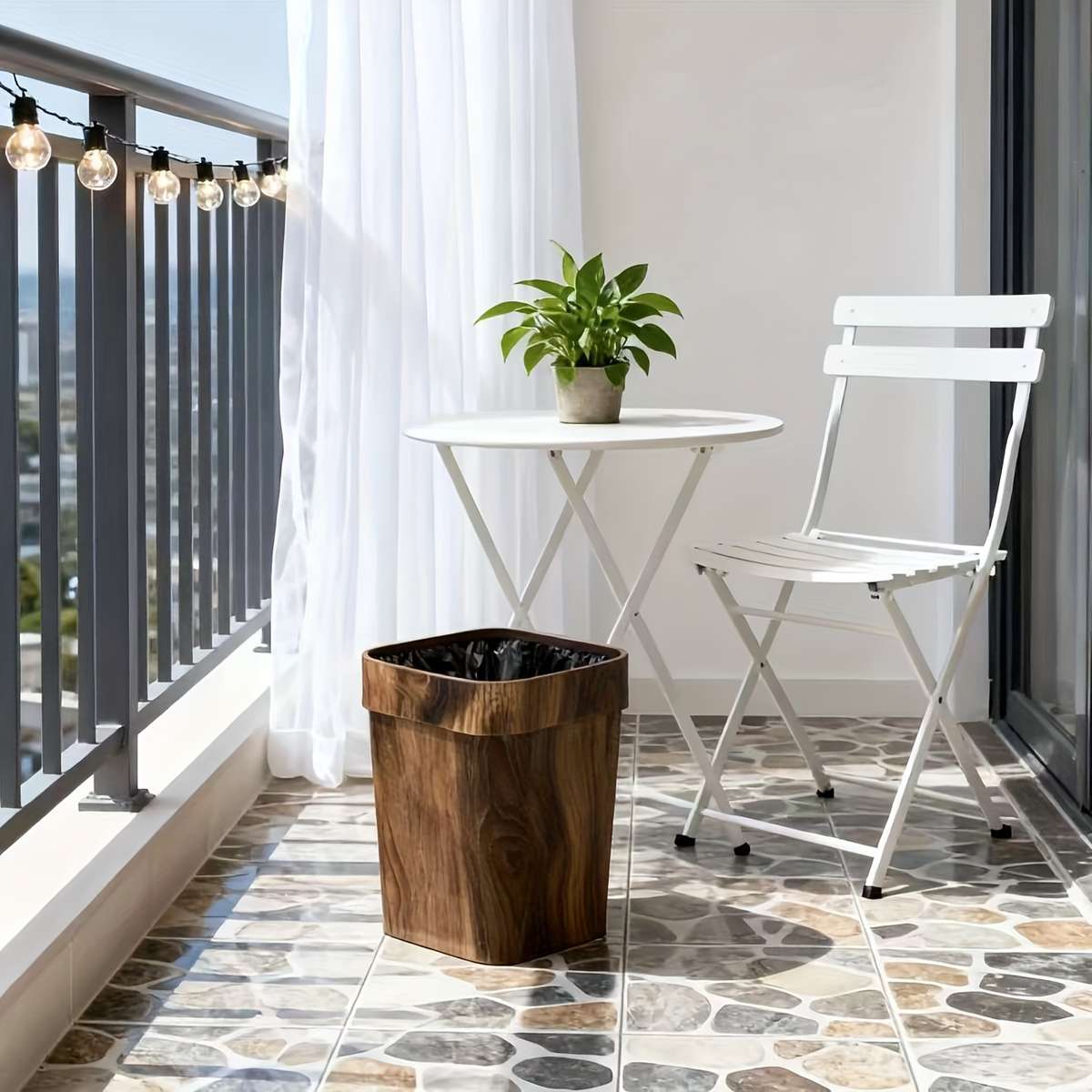 Garbage Can Color Press Ring Wood Grain 7L
