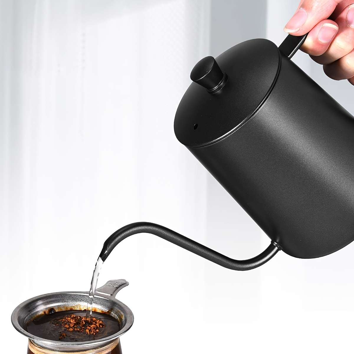 Kettle Items Black Hand Drip Coffee Pot  Lid