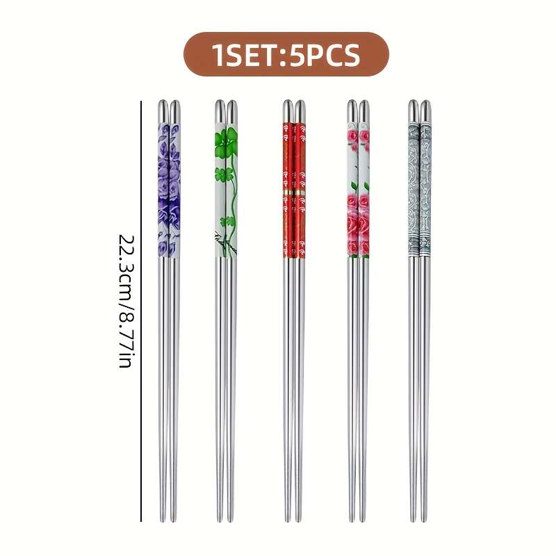Chopsticks Color Set Of 5  Floral