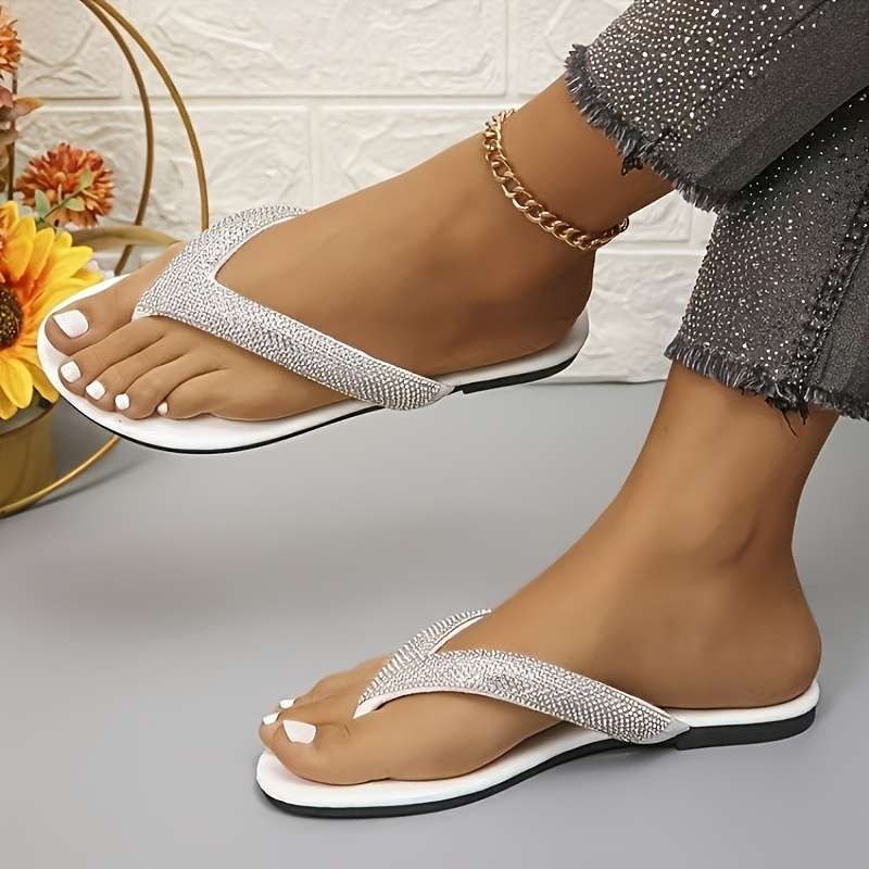 Ladies Summer Flip Flops White Uk 4