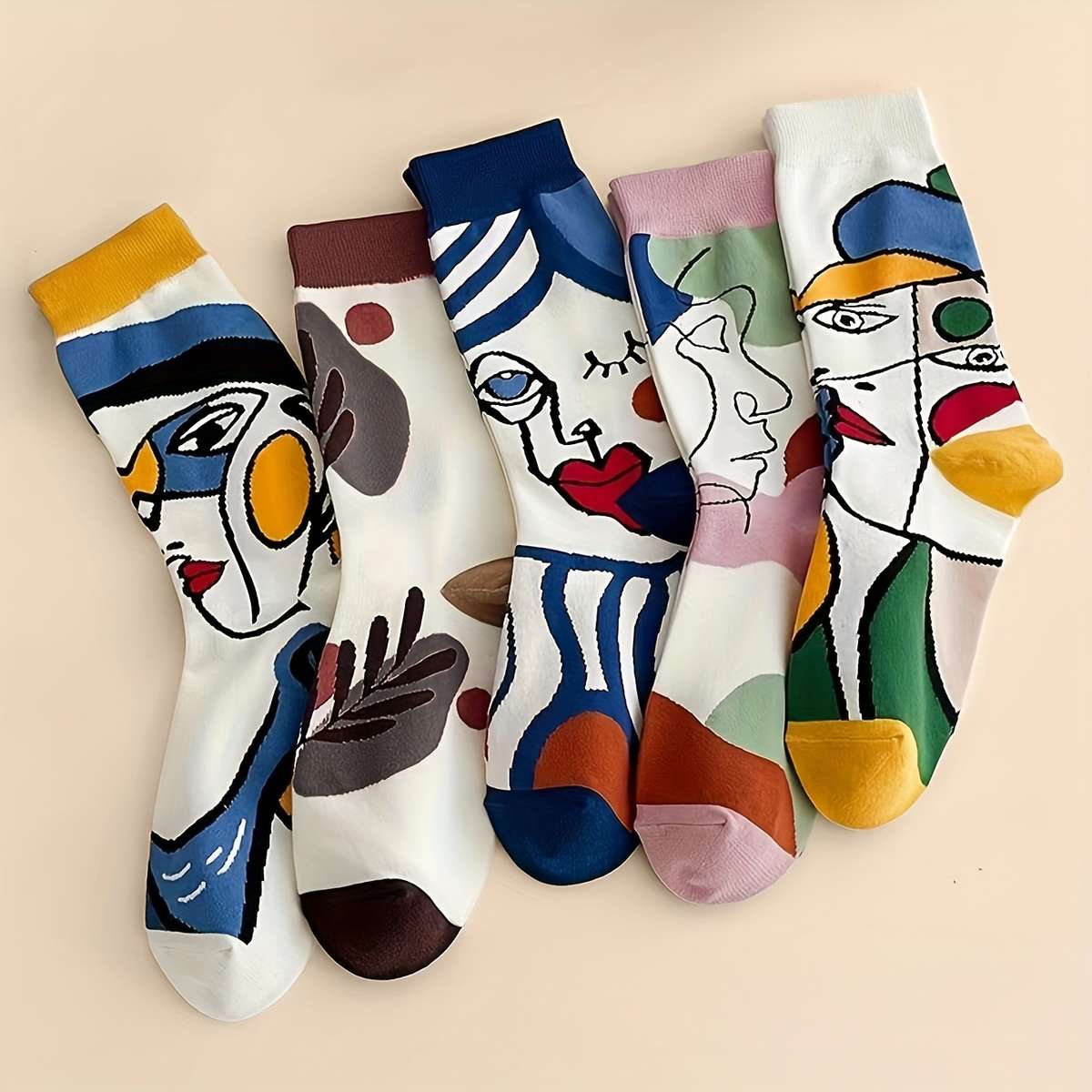 5 Pairs Mixed Color One Size High Elastic Socks